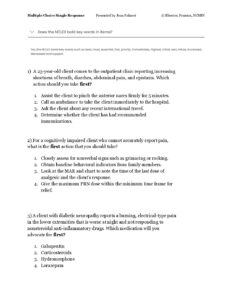 Single Response Questions Examples Multiple Choice Single Response - happyNCLEX